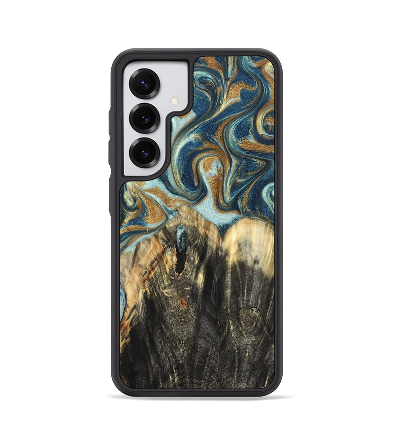 Galaxy S25 Wood Phone Case - Damari (Teal & Gold, 832919)