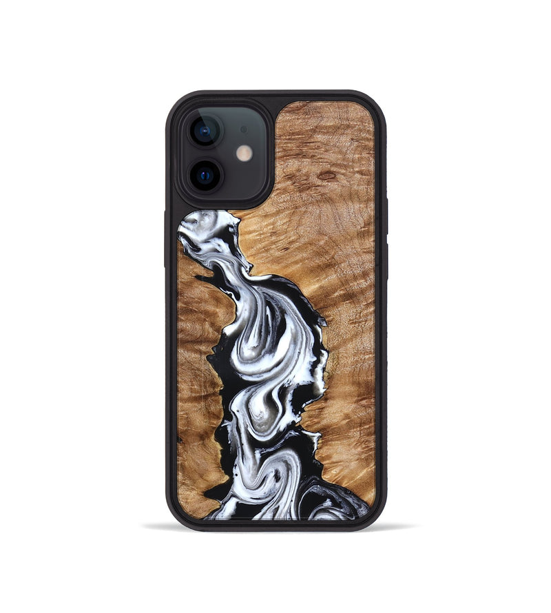 iPhone 12 mini Wood Phone Case - Kailani (Black & White, 832935)