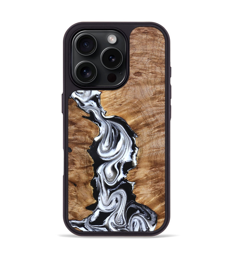 iPhone 16 Pro Wood Phone Case - Kailani (Black & White, 832935)