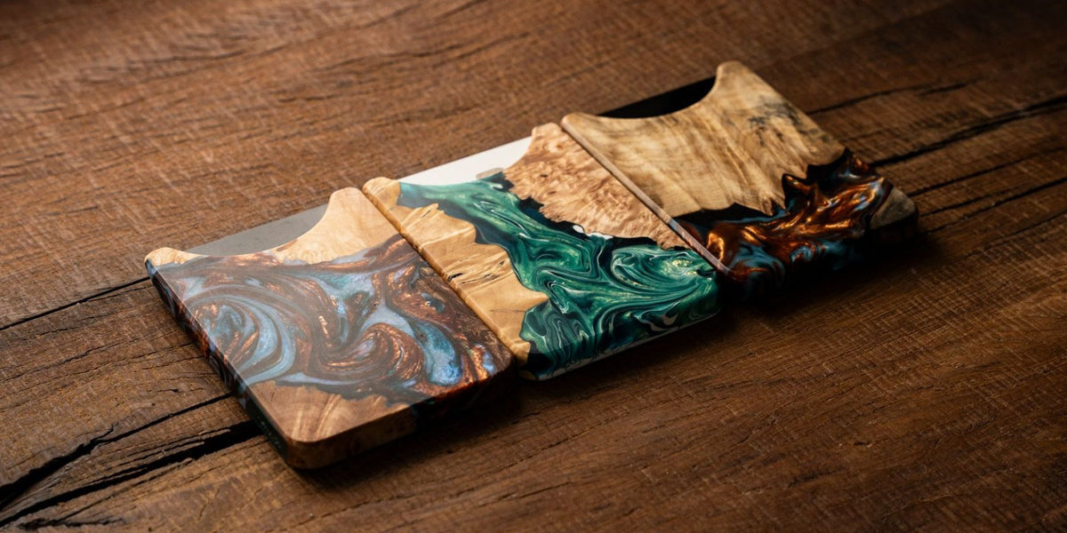 Hand holding a Carved Live Edge Wallet