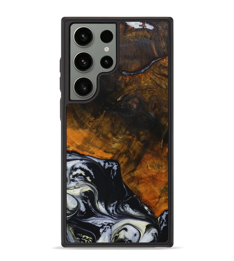 Galaxy S23 Ultra Wood+Resin Phone Case - Tatiana (Black & White, 648731)