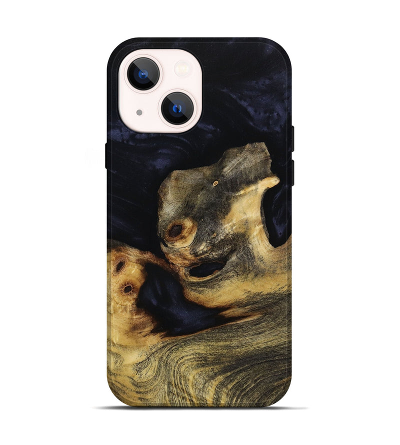 iPhone 14 Wood+Resin Live Edge Phone Case - Annie (Black & White, 648941)