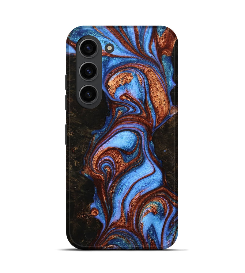 Galaxy S23 Wood+Resin Live Edge Phone Case - Braden (Teal & Gold, 648946)