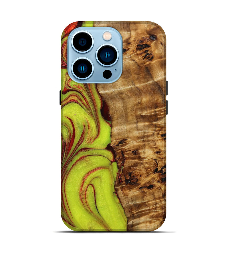 iPhone 14 Pro Wood+Resin Live Edge Phone Case - Kaleb (Red, 648950)