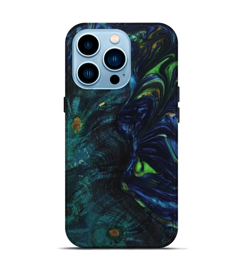 iPhone 14 Pro Wood+Resin Live Edge Phone Case - Kathi (Blue, 648957)