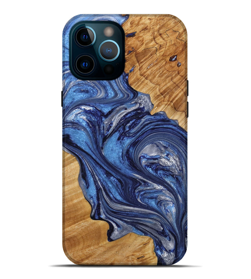 iPhone 12 Pro Max Wood+Resin Live Edge Phone Case - Ralph (Blue, 648959)