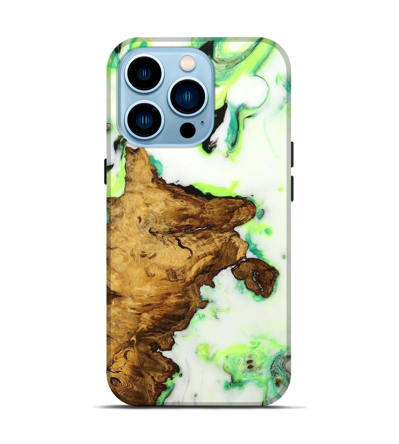 iPhone 14 Pro Wood+Resin Live Edge Phone Case - Diego (Green, 648960)