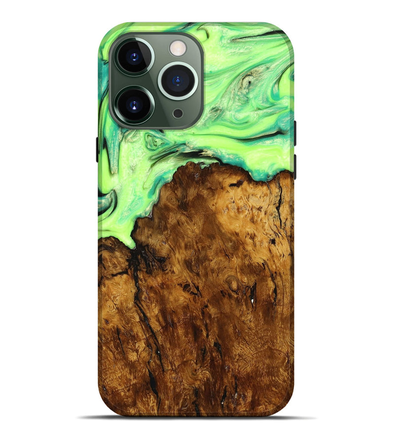 iPhone 13 Pro Max Wood+Resin Live Edge Phone Case - Seth (Green, 648963)