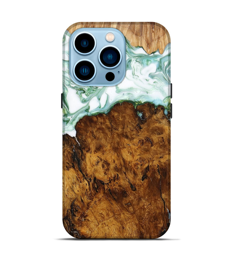 iPhone 14 Pro Wood+Resin Live Edge Phone Case - Viola (Green, 648967)
