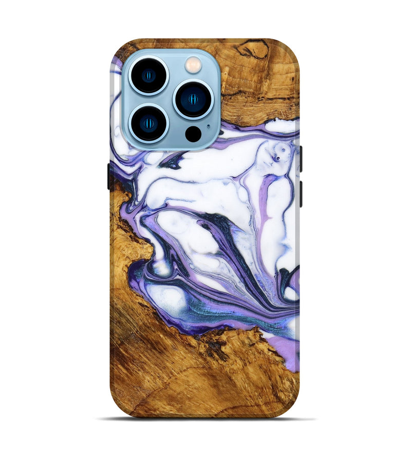 iPhone 14 Pro Wood+Resin Live Edge Phone Case - Ben (Purple, 648969)