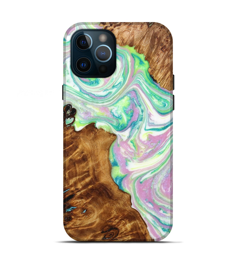 iPhone 12 Pro Wood+Resin Live Edge Phone Case - Sonia (Green, 648974)