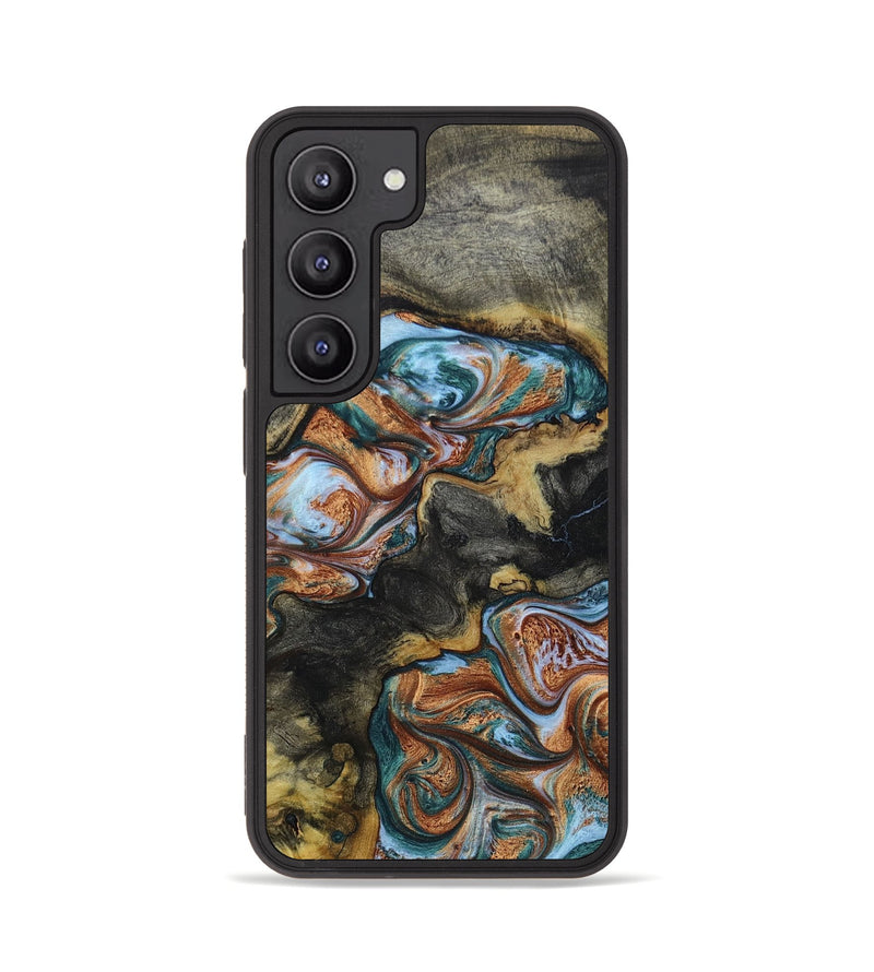 Galaxy S23 Wood+Resin Phone Case - Ashley (Teal & Gold, 649056)