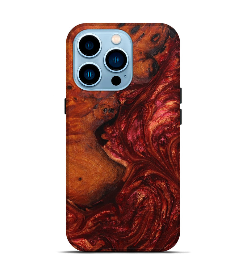 iPhone 14 Pro Wood+Resin Live Edge Phone Case - Lydia (Red, 649515)