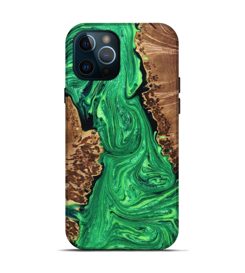 iPhone 12 Pro Wood+Resin Live Edge Phone Case - Brooklyn (Green, 649533)