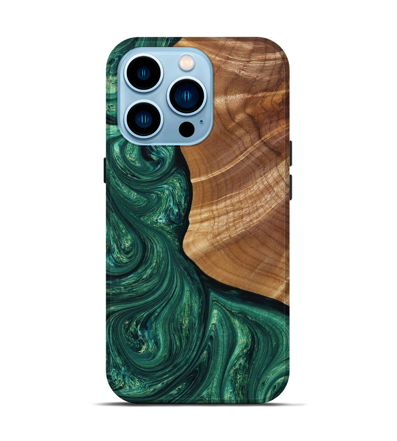 iPhone 14 Pro Wood+Resin Live Edge Phone Case - Lauren (Green, 649547)