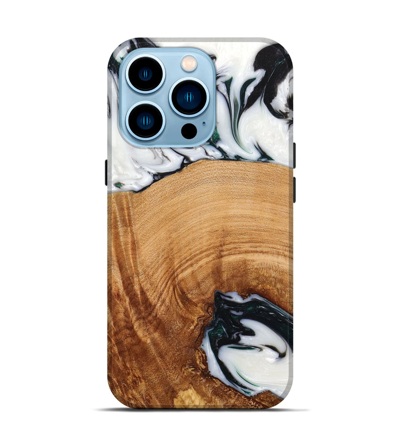 iPhone 14 Pro Wood+Resin Live Edge Phone Case - Warren (Black & White, 649548)