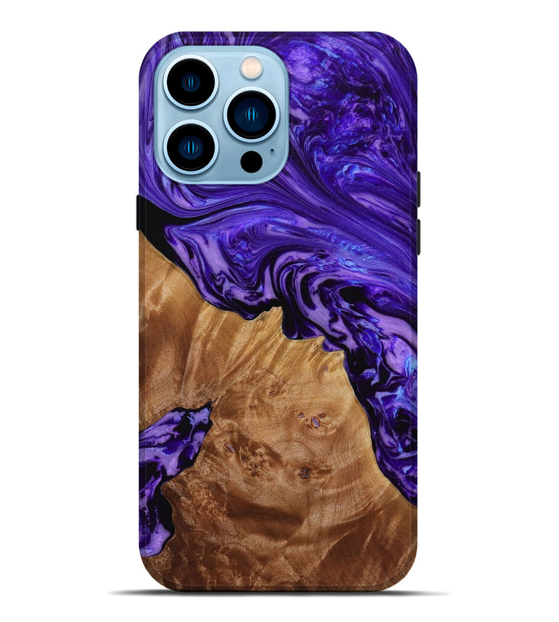 iPhone 14 Pro Max Wood+Resin Live Edge Phone Case - Chloe (Purple, 649549)
