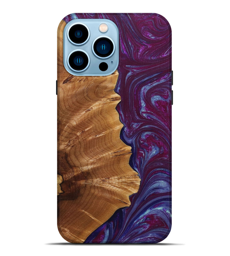iPhone 14 Pro Max Wood+Resin Live Edge Phone Case - Drew (Purple, 649553)