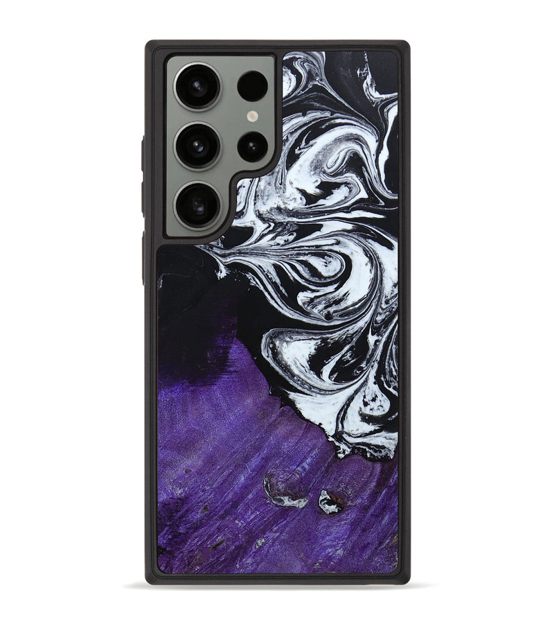 Galaxy S23 Ultra Wood+Resin Phone Case - Candice (Black & White, 649563)