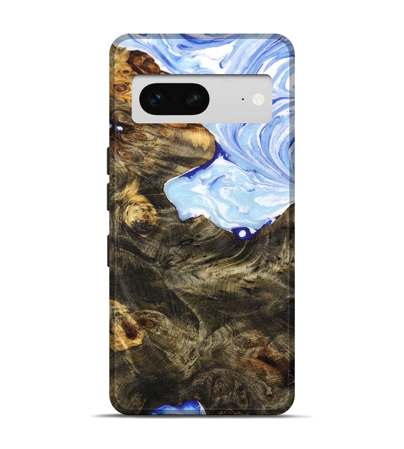 Pixel 7 Wood+Resin Live Edge Phone Case - Annabella (Blue, 649595)