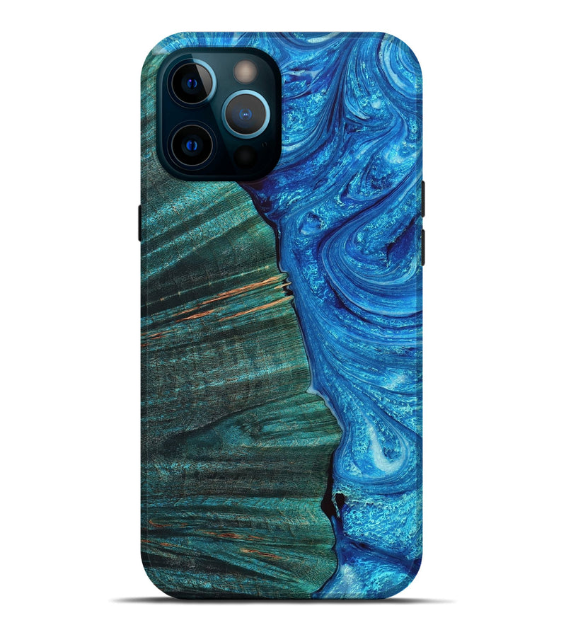 iPhone 12 Pro Max Wood+Resin Live Edge Phone Case - Destinee (Blue, 649597)