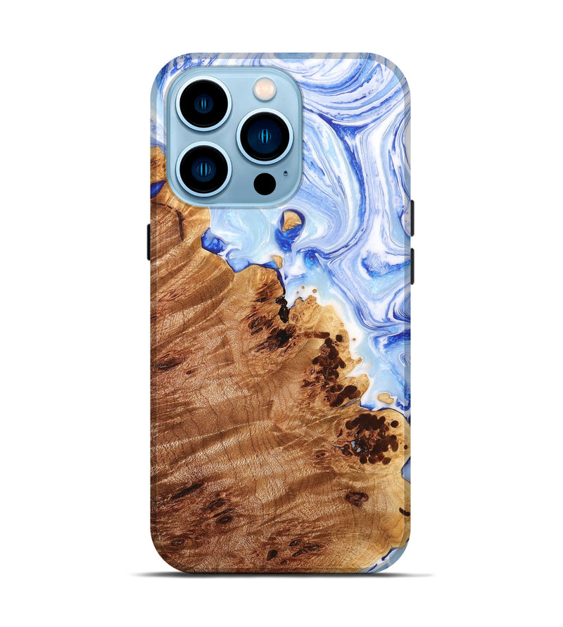 iPhone 14 Pro Wood+Resin Live Edge Phone Case - Lorene (Blue, 649598)