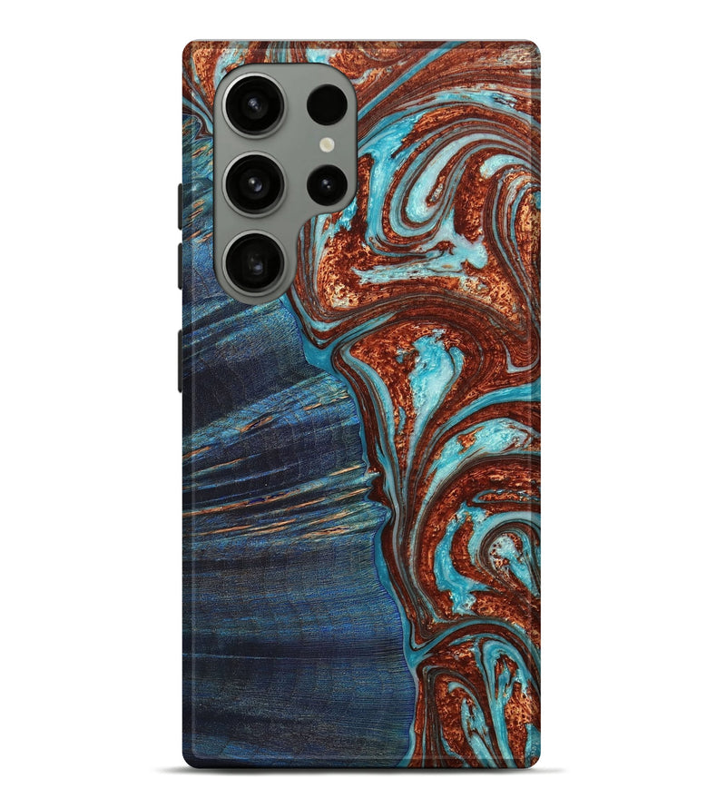 Galaxy S23 Ultra Wood+Resin Live Edge Phone Case - Kane (Teal & Gold, 649601)