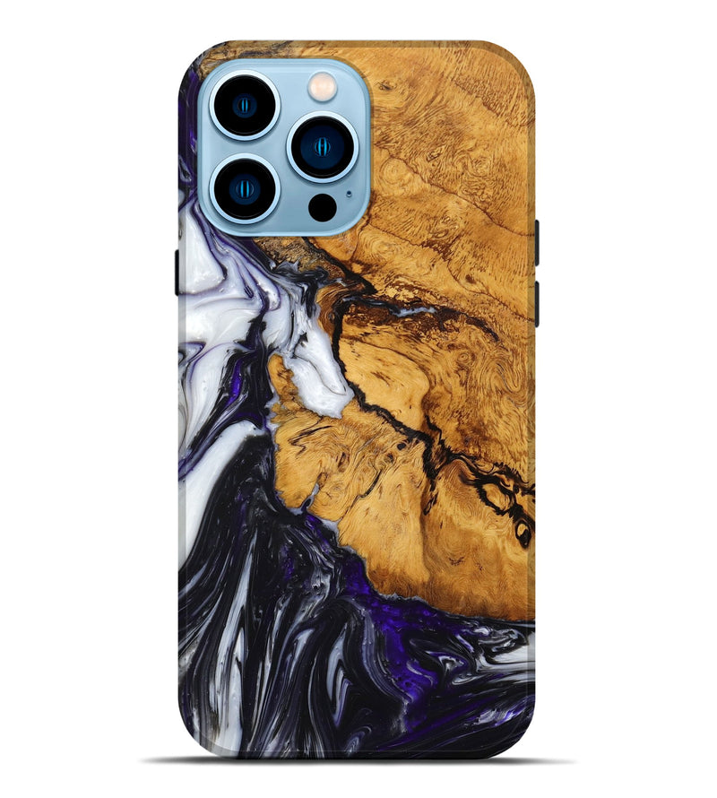 iPhone 14 Pro Max Wood+Resin Live Edge Phone Case - Landyn (Purple, 649610)