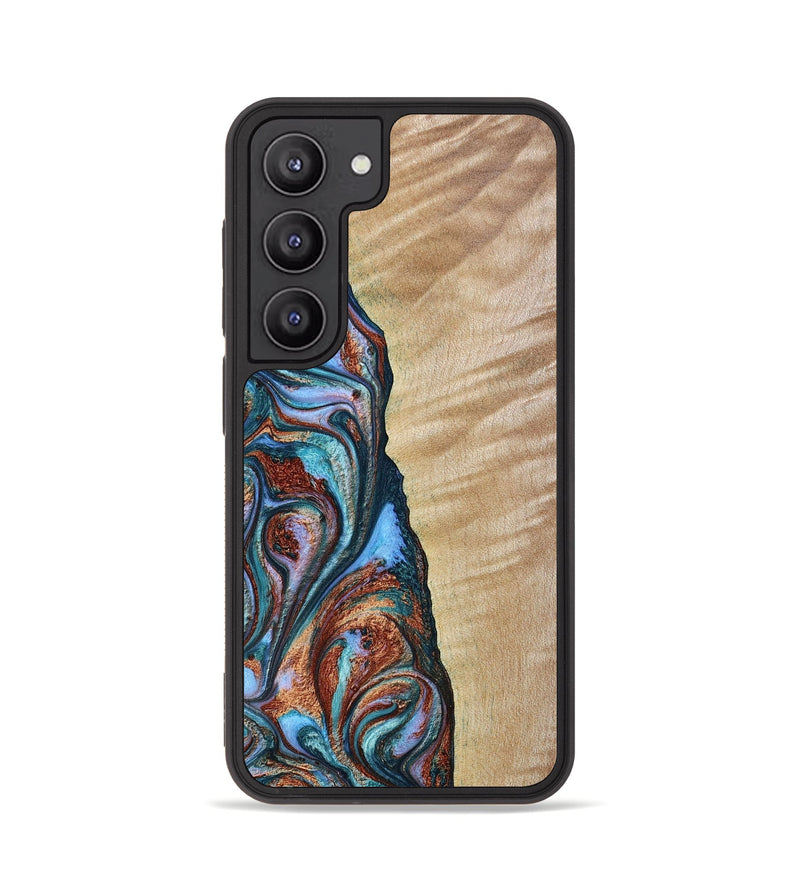 Galaxy S23 Wood+Resin Phone Case - Clark (Teal & Gold, 649655)