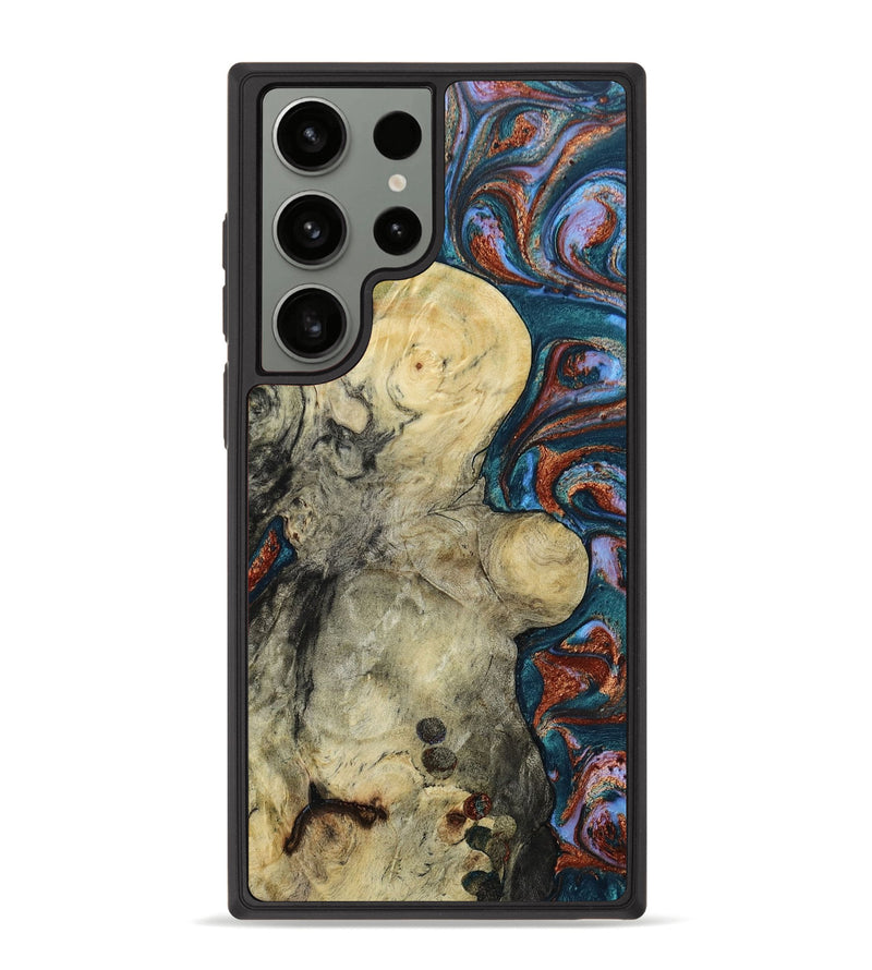 Galaxy S23 Ultra Wood+Resin Phone Case - Drew (Teal & Gold, 649664)