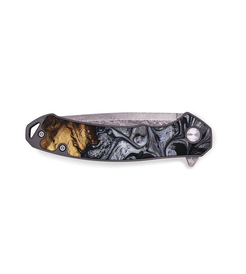 EDC Wood+Resin Pocket Knife - Aurora (Black & White, 649690)