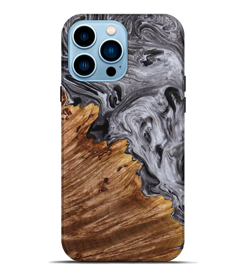 iPhone 14 Pro Max Wood+Resin Live Edge Phone Case - Lucille (Gunmetal, 649949)