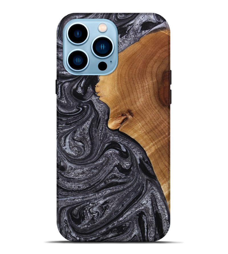 iPhone 14 Pro Max Wood+Resin Live Edge Phone Case - Ira (Gunmetal, 649957)