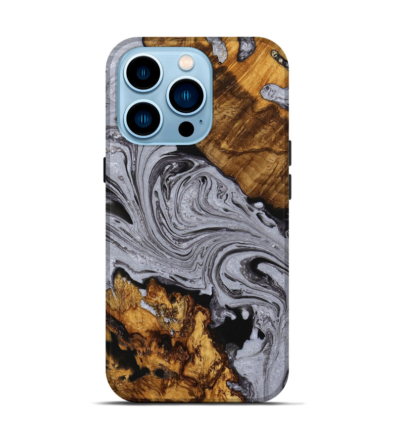iPhone 14 Pro Wood+Resin Live Edge Phone Case - Terence (Gunmetal, 649959)