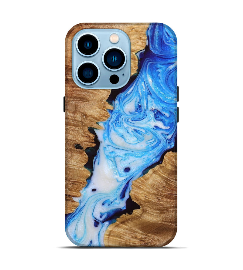 iPhone 14 Pro Wood+Resin Live Edge Phone Case - Mauricio (Blue, 649969)