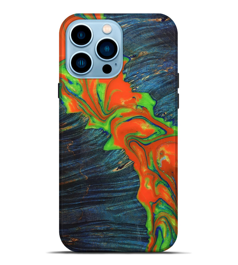 iPhone 14 Pro Max Wood+Resin Live Edge Phone Case - Zayn (Green, 649976)