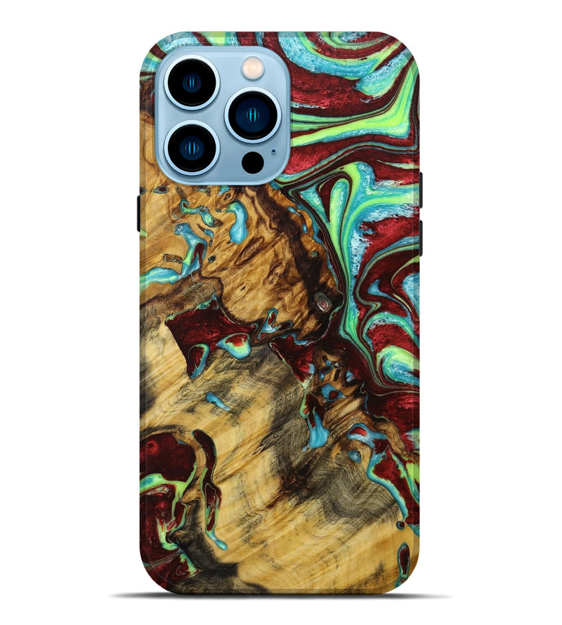 iPhone 14 Pro Max Wood+Resin Live Edge Phone Case - Marshall (Red, 649980)
