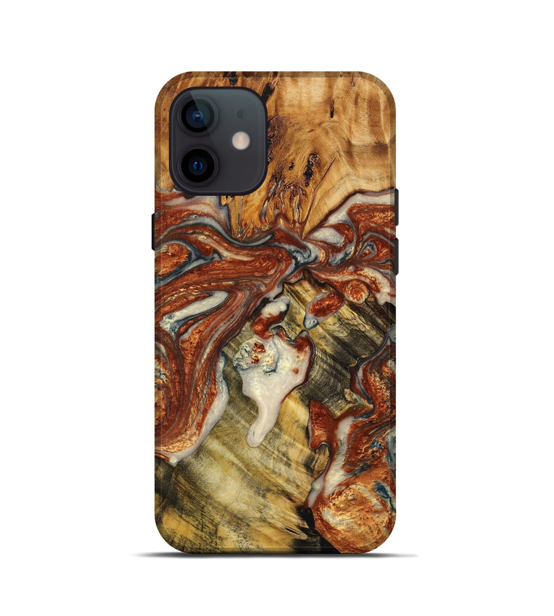 iPhone 12 mini Wood+Resin Live Edge Phone Case - Celeste (Red, 649986)