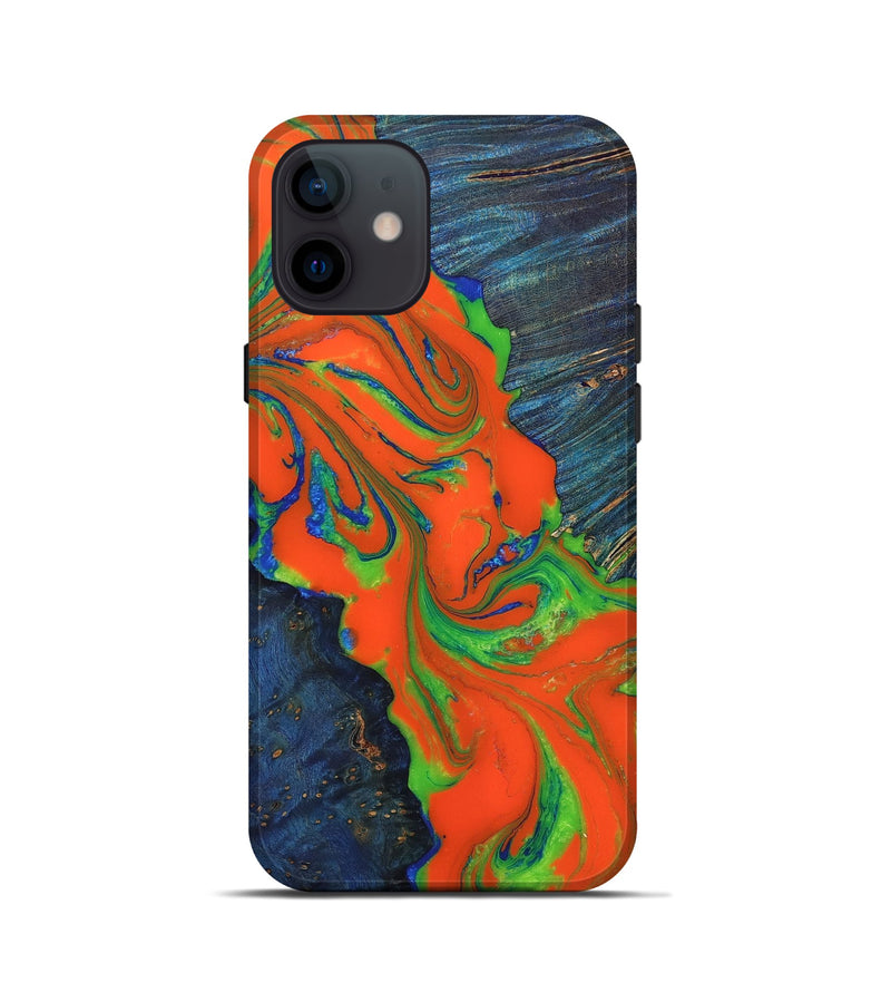 iPhone 12 mini Wood+Resin Live Edge Phone Case - Sylvester (Green, 649991)