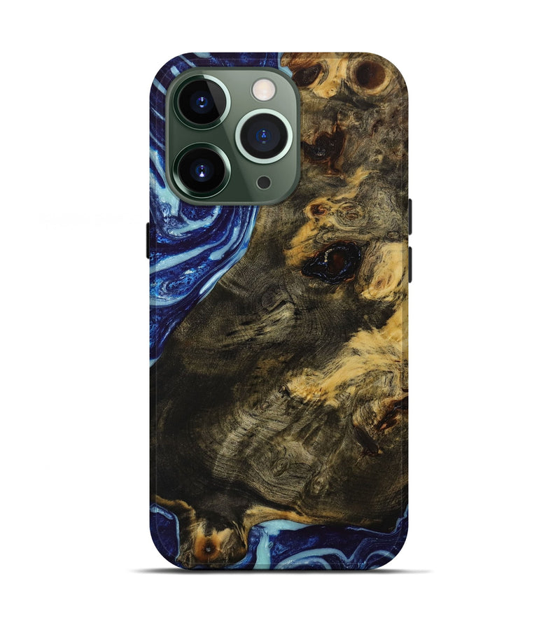 iPhone 13 Pro Wood+Resin Live Edge Phone Case - Wendy (Blue, 650002)