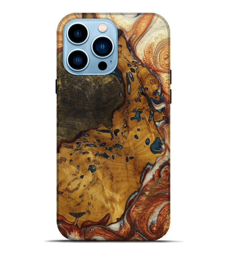 iPhone 14 Pro Max Wood+Resin Live Edge Phone Case - Patricia (Black & White, 650010)