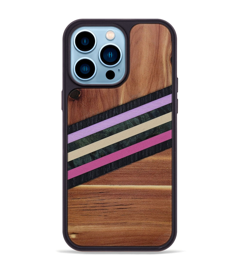 iPhone 14 Pro Max Wood+Resin Phone Case - Kenneth (Retro, 650188)