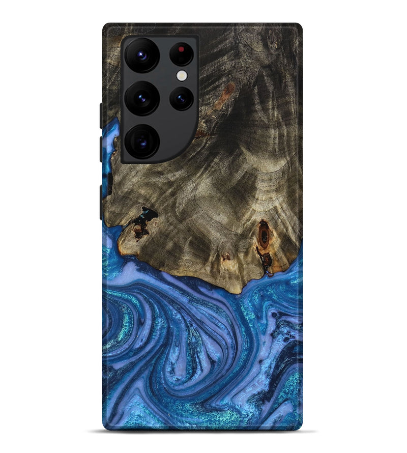 Galaxy S22 Ultra Wood+Resin Live Edge Phone Case - Myra (Blue, 650202)