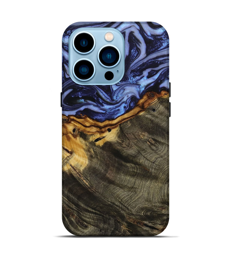 iPhone 14 Pro Wood+Resin Live Edge Phone Case - Vivienne (Blue, 650203)