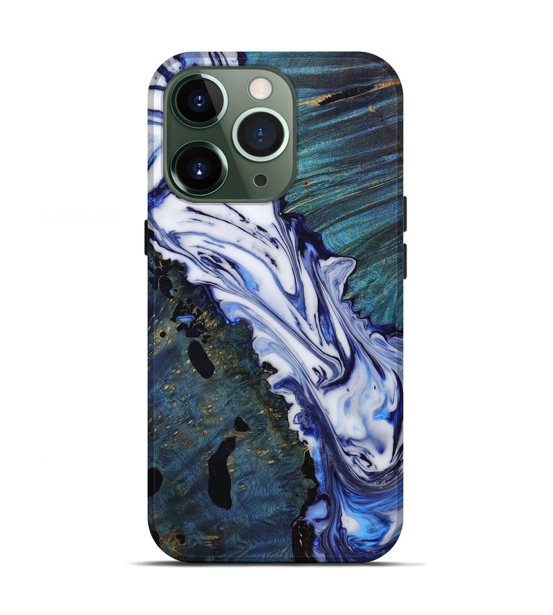 iPhone 13 Pro Wood+Resin Live Edge Phone Case - Dexter (Blue, 650205)