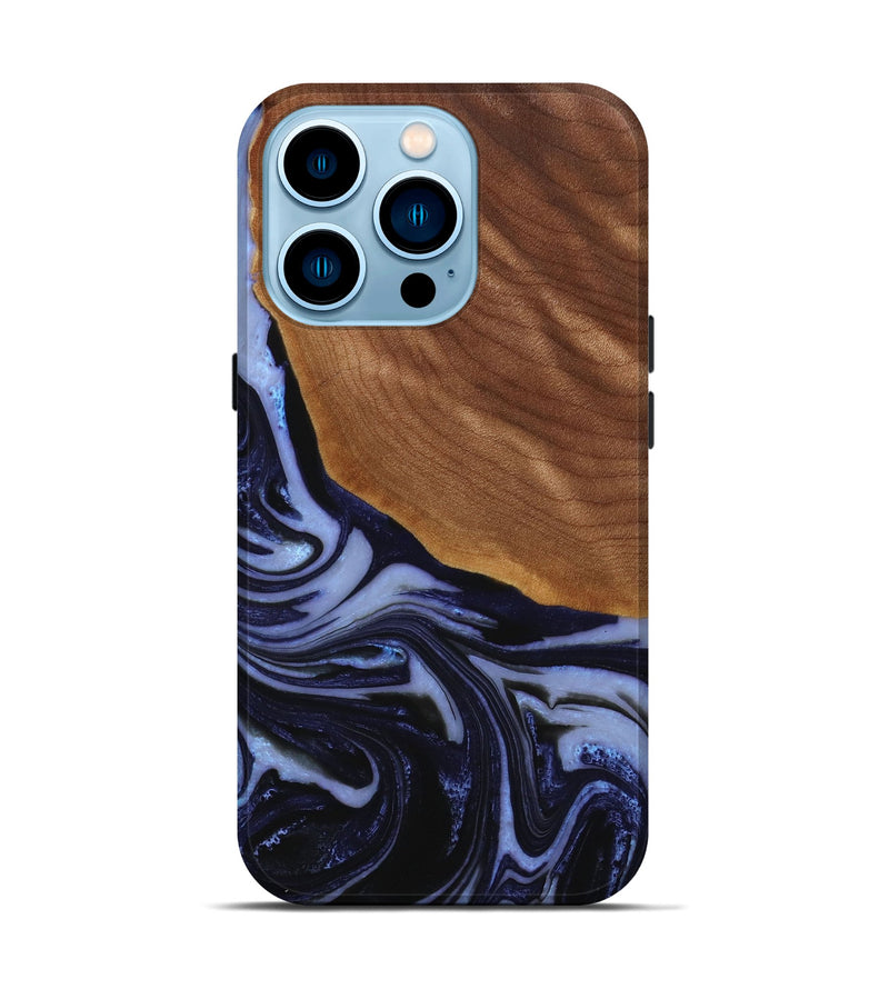 iPhone 14 Pro Wood+Resin Live Edge Phone Case - Allen (Blue, 650206)