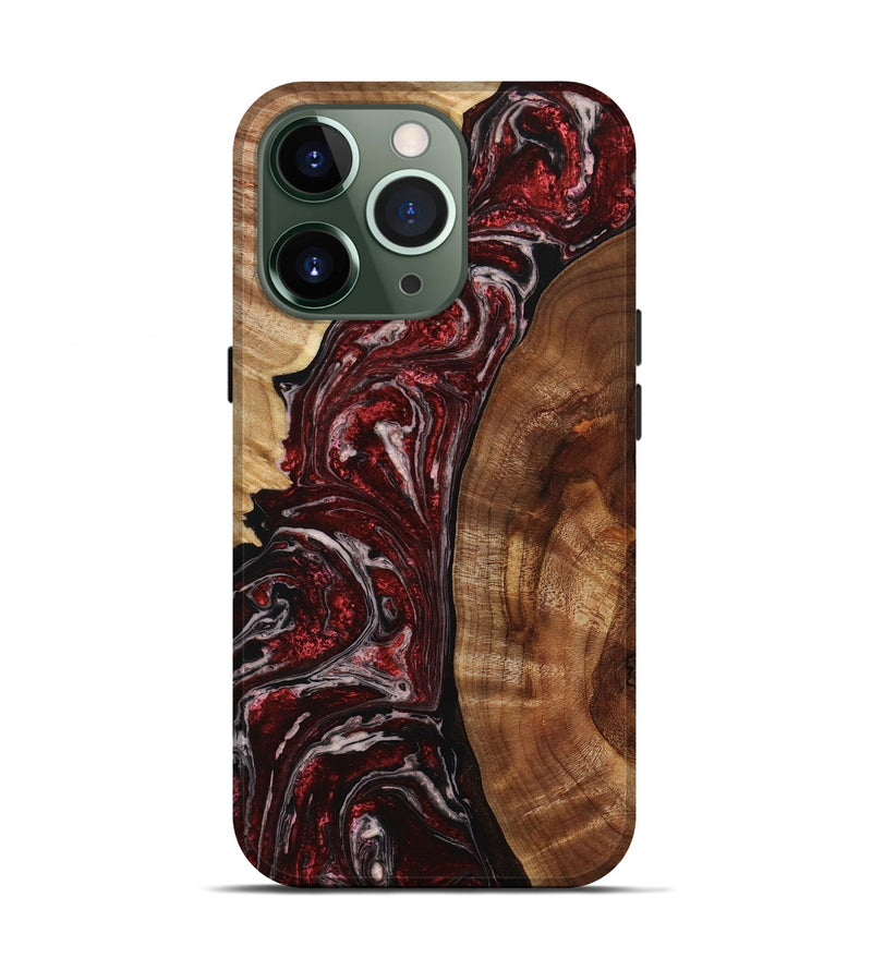 iPhone 13 Pro Wood+Resin Live Edge Phone Case - Jeffery (Red, 650214)