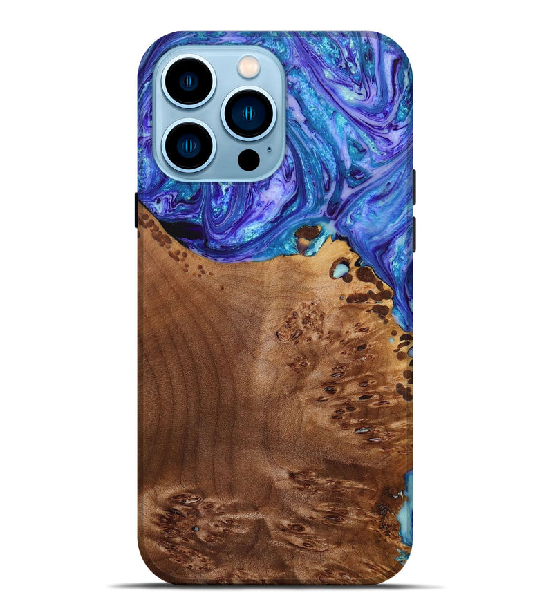 iPhone 14 Pro Max Wood+Resin Live Edge Phone Case - Lois (Purple, 650222)