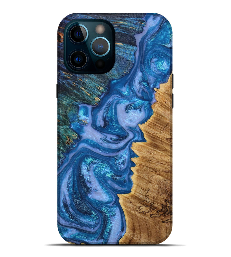 iPhone 12 Pro Max Wood+Resin Live Edge Phone Case - Louis (Blue, 650224)