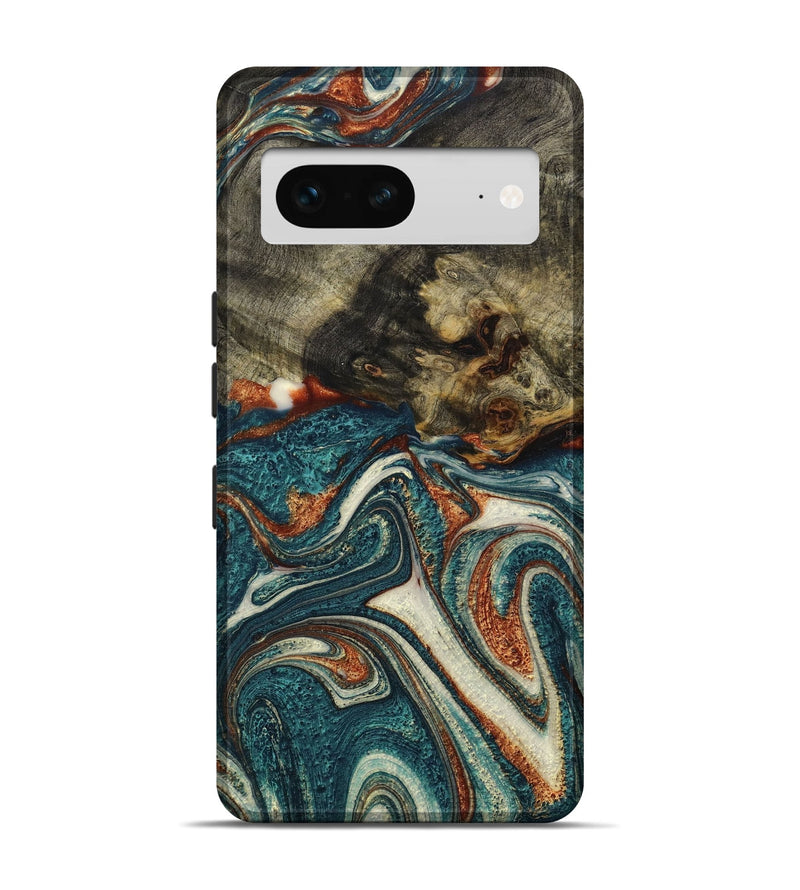 Pixel 7 Wood+Resin Live Edge Phone Case - Troy (Teal & Gold, 650269)